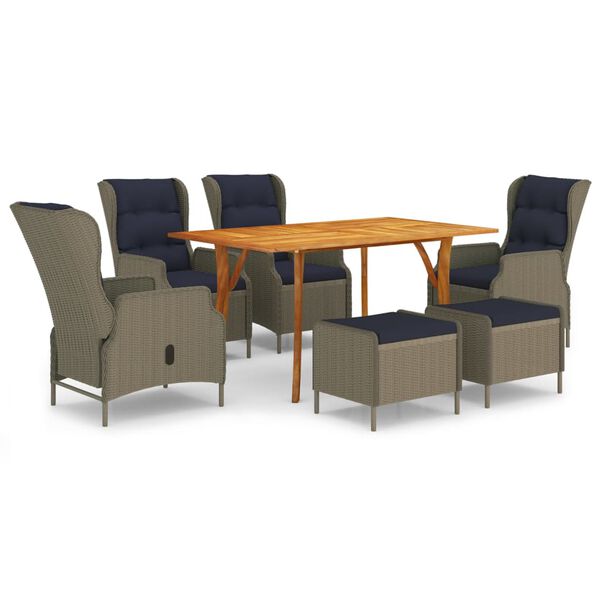 vidaXL spisebordss&aelig;t til haven 7 dele brun