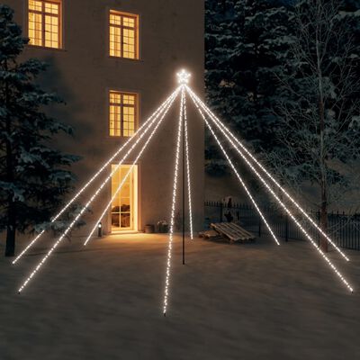 vidaXL lysende juletræ 800 LED'er 5 m inde/ude koldt hvidt lys