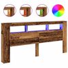 vidaXL sengegavl med LED 220x18,5x103,5 cm konstrueret tr&aelig; antikt tr&aelig;