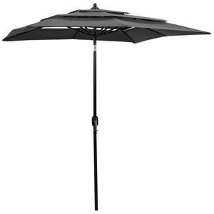 vidaXL parasol 2x2 m aluminiumsstang 3 niveauer antracitgr&aring;