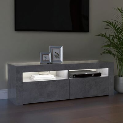 vidaXL tv-bord med LED-lys 120x35x40 cm betongrå