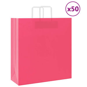 vidaXL papirposer 50 stk. med h&aring;ndtag 45x17x48 cm lyser&oslash;d