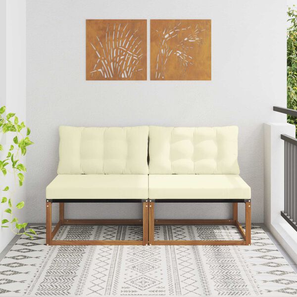 vidaXL 2 Stk Udend&oslash;rs Mellem Sofa Massivt Akacietr&aelig; Naturfarvet