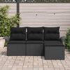 vidaXL Havesofa Sæt med pude med opbevaring 4 pcs Sort Poly rattan