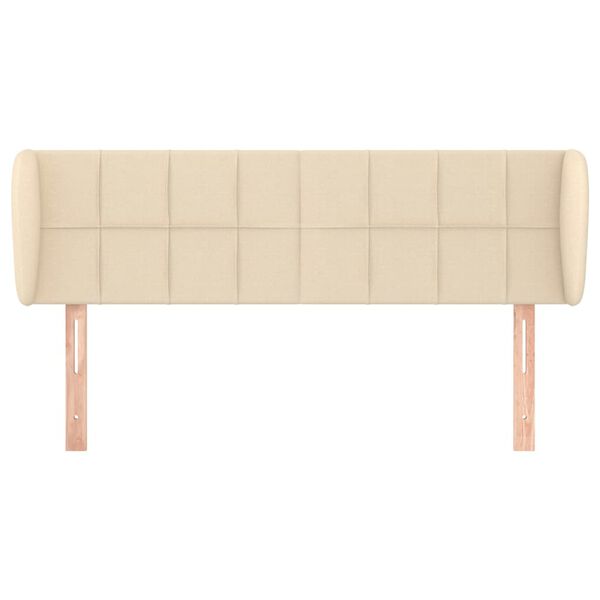 vidaXL sengegavl med kanter 147x23x78/88 cm stof cremefarvet