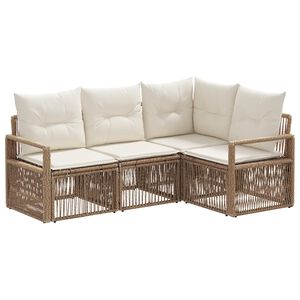 vidaXL Havesofa S&aelig;t 4 stk. Beige polyrattan