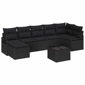 vidaXL Sofa S&aelig;t med pude med opbevaring 8 pcs Sort polyrattan