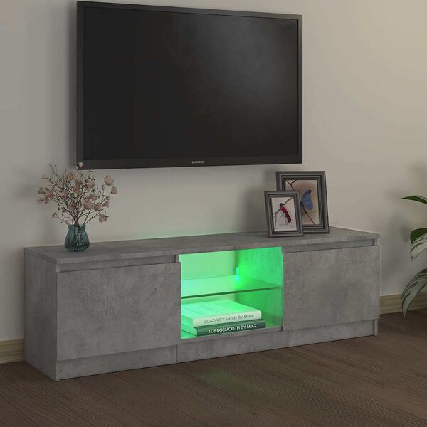 vidaXL tv-skab med LED-lys 120x30x36 cm betongr&aring;
