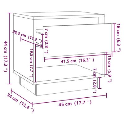 vidaXL sengeborde 2 stk. 45x34x44 cm konstrueret træ betongrå