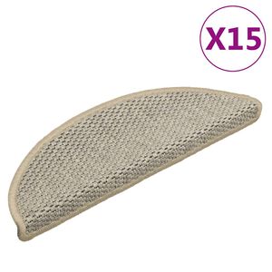 vidaXL selvkl&aelig;bende trappem&aring;tte 15 stk. 56x17x3 cm sisal-look lysegr&oslash;n