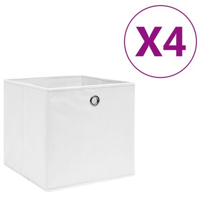 vidaXL opbevaringskasser 4 stk. ikke-vævet stof 28x28x28 cm hvid