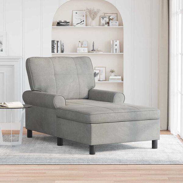 vidaXL Chaise Lounge med pude Lysegr&aring; 91 x 157 x 91 cm Fl&oslash;jl
