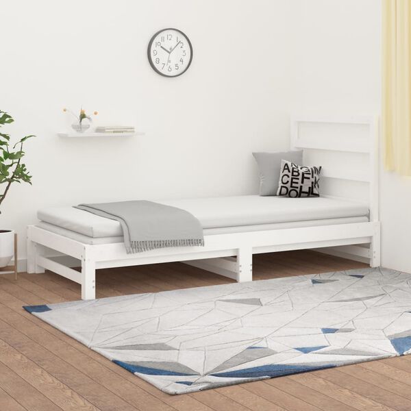 vidaXL daybed med udtræk 2x(90x200) cm massivt fyrretræ hvid