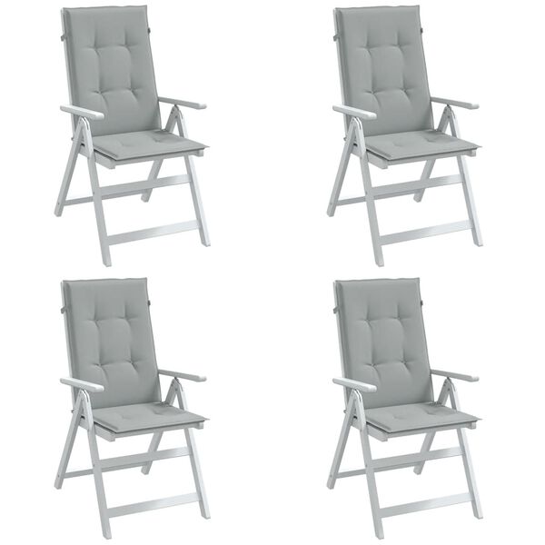 vidaXL stolehynder med h&oslash;j ryg 4 stk. 120x50x4 cm stof lysegr&aring;