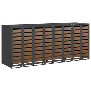 vidaXL Wheelie Bin Opbevaring til 3 Affaldscontainere St&aring;l Antracit