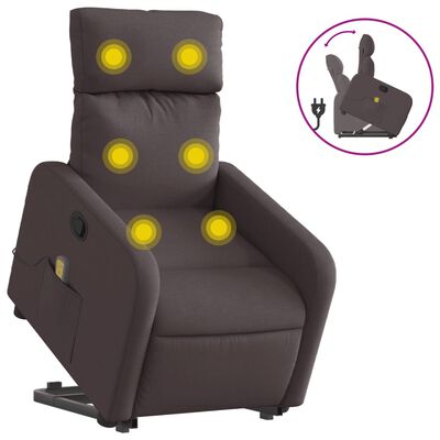 vidaXL løftestol med massage stof mørkebrun