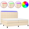 vidaXL kontinentalseng med LED-lys 200x200 cm stof cremefarvet