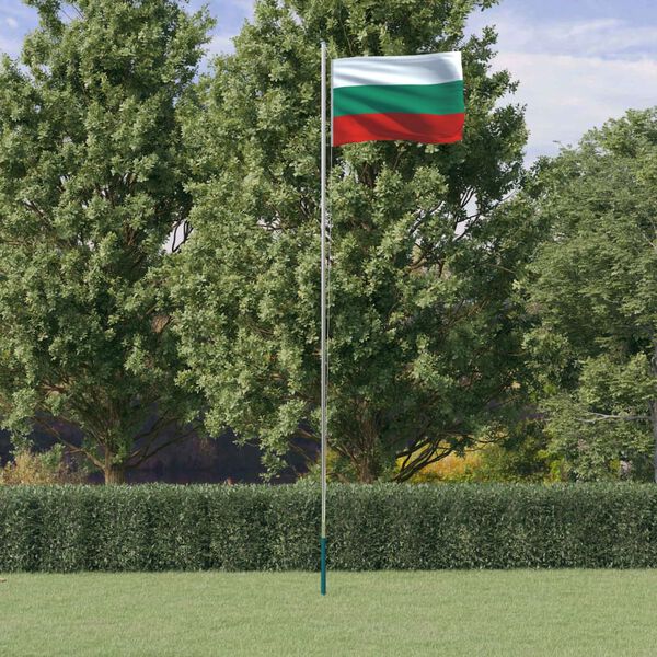 vidaXL Bulgarien flag og flagstang 6,23 m aluminium