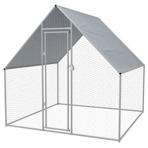 vidaXL udend&oslash;rs h&oslash;nsebur galvaniseret st&aring;l 2 x 2 x 1,92 m