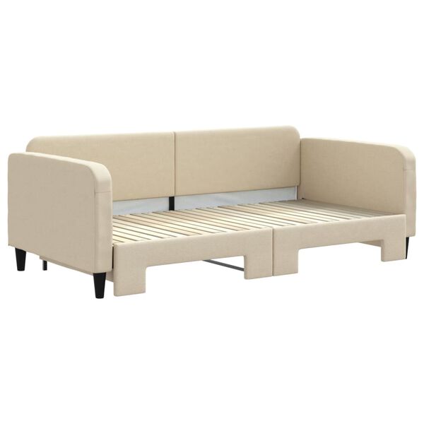 vidaXL daybed med udtr&aelig;k 100x200 cm stof cremefarvet
