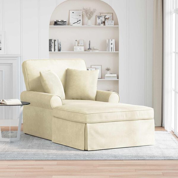 vidaXL Chaise lounge med volant Creme 91 x 157 x 91 cm Ribbet stof