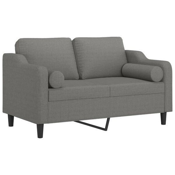 vidaXL 2-personers sofa med puder og hynder 120 cm stof m&oslash;rkegr&aring;