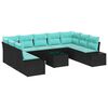 vidaXL Havesofa S&aelig;t 9 stk. 8-Antal s&aelig;der Sort og turkis Polyrattan