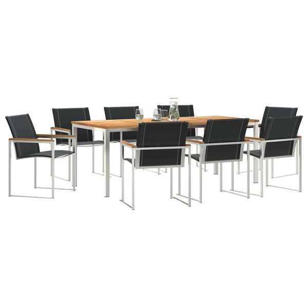 vidaXL HaveSpisesæt 9 pcs Solid teaktræ