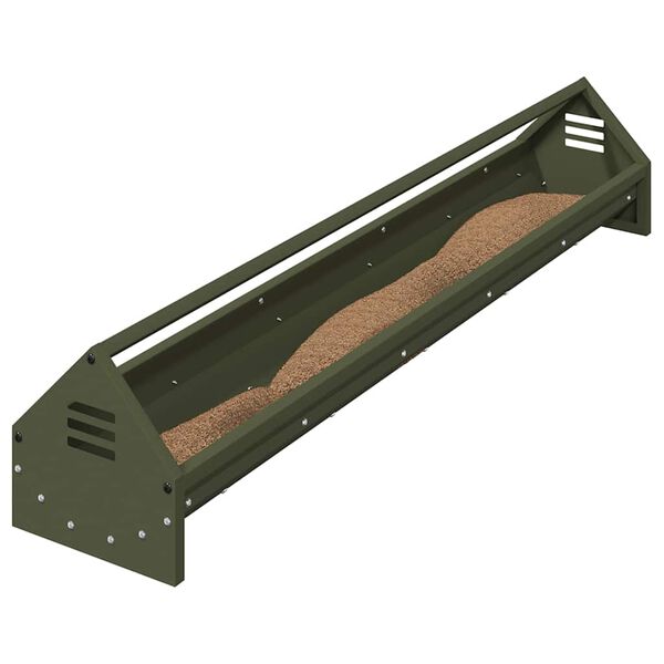 vidaXL Kyllingefodertrug Oliven grøn 108 x 20,5 x 20 cm