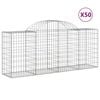 vidaXL buede gabionkurve 50 stk. 200x50x80/100 cm galvaniseret jern