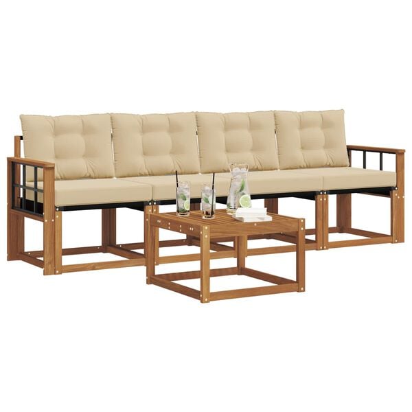 vidaXL Udend&oslash;rs sofagruppe med pude 5 pcs Naturlig og Beige