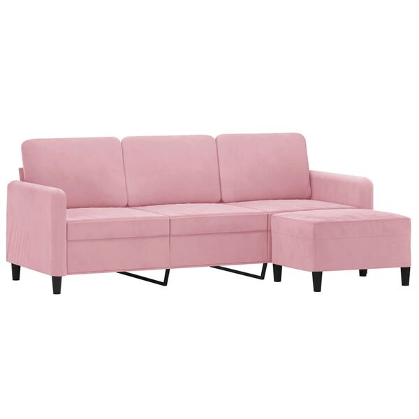 vidaXL 3-personers sofa med fodskammel 180 cm velour lyser&oslash;d