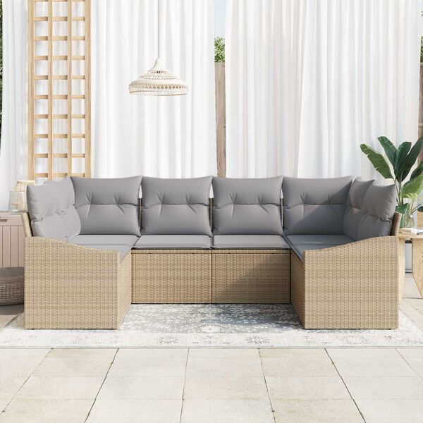 vidaXL Sofa Sæt med pude 6 pcs Beige polyrattan