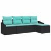 vidaXL Sofa S&aelig;t med pude 5 pcs Sort polyrattan