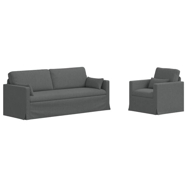vidaXL Sofa 2 pcs M&oslash;rkegr&aring;