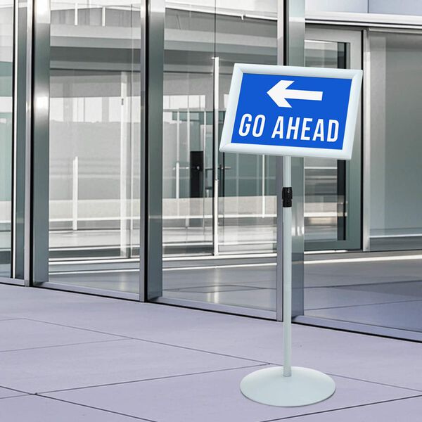 vidaXL Pedestal Plakatstand S&oslash;lv 33 x 33 x 126 cm PVC og St&aring;l