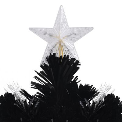 vidaXL juletræ med LED-snefnug 150 cm fiberoptik sort
