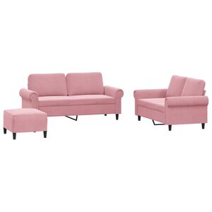 vidaXL sofas&aelig;t 3 dele med hynder velour lyser&oslash;d