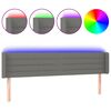 vidaXL sengegavl med LED-lys 183x16x78/88 cm stof m&oslash;rkegr&aring;