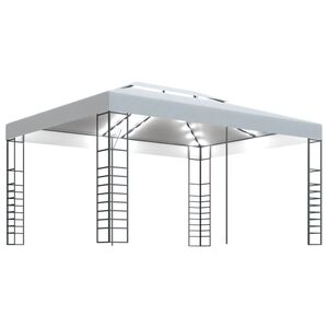 vidaXL pavillon med LED-lysk&aelig;der 4x3x2,7 m hvid