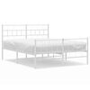 vidaXL sengeramme med sengegavl og fodg&aelig;rde 135x190 cm metal hvid