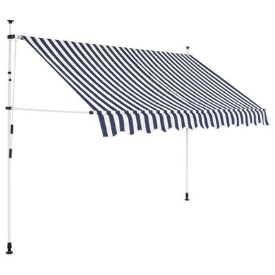 vidaXL foldemarkise manuel betjening 250 cm blå og hvid striber