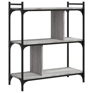 vidaXL bogreol 76x32x88 cm 3 hylder konstrueret tr&aelig; gr&aring; sonoma-eg