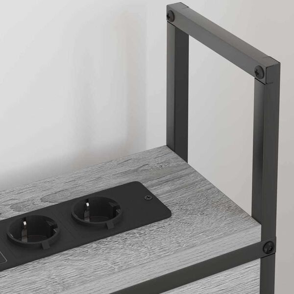 vidaXL Opbevaringshovedgavl med Opladningsstation Gr&aring; sonoma-eg