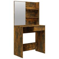 vidaXL makeupbord med spejl 74,5x40x141 cm røget egetræsfarve