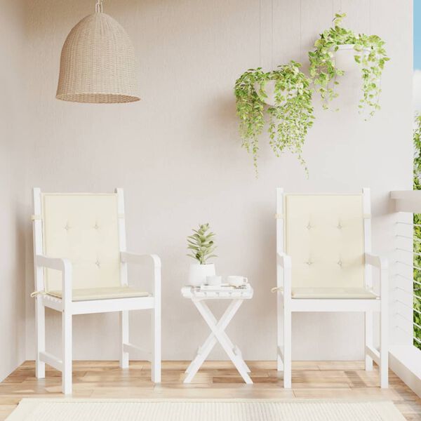 vidaXL stolehynde m. lav ryg 2 stk. 100x50x3 cm oxfordstof cremefarvet