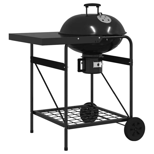 vidaXL Udend&oslash;rs grill med hjul Sort 91 x 71 x 107 cm Metal