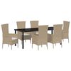 vidaXL Have Spisebordss&aelig;t 7 stk. Beige polyrattan