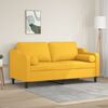 vidaXL 2-personers sofa med puder og hynder 140 cm stof lysegul