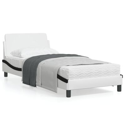 vidaXL sengeramme med sengegavl 80x200 cm kunstlæder hvid og sort